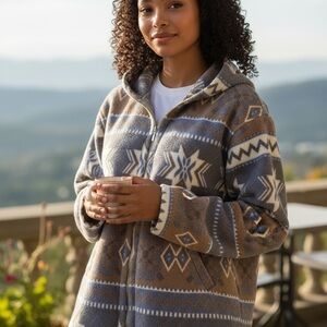 NY 1008, 90s vintage fleece jacket,, nordic star,